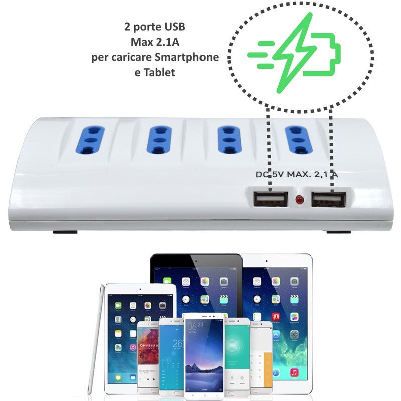 Multipresa da tavolo con 2 porte USB