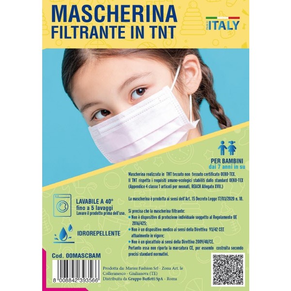 Mascherina filtrante in TNT per bambini Bianche