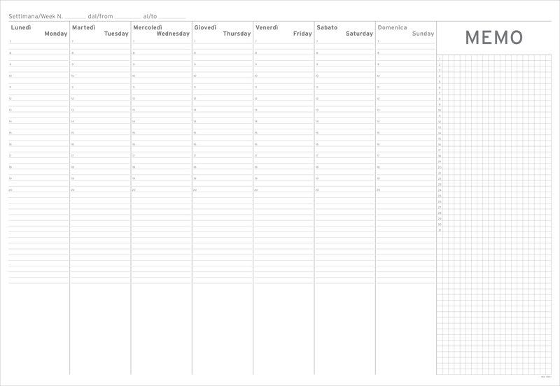 Blocco da tavolo settimanale  data libera  50x35 cm  domenica intera  con spirale
