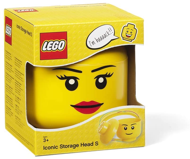 LEGO Scatola Testa Ragazza Porta Oggetti Piccola Impilabile 2,0 L Giallo