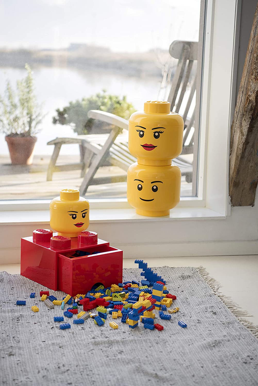 LEGO Scatola Testa Ragazza Porta Oggetti Piccola Impilabile 2,0 L Giallo