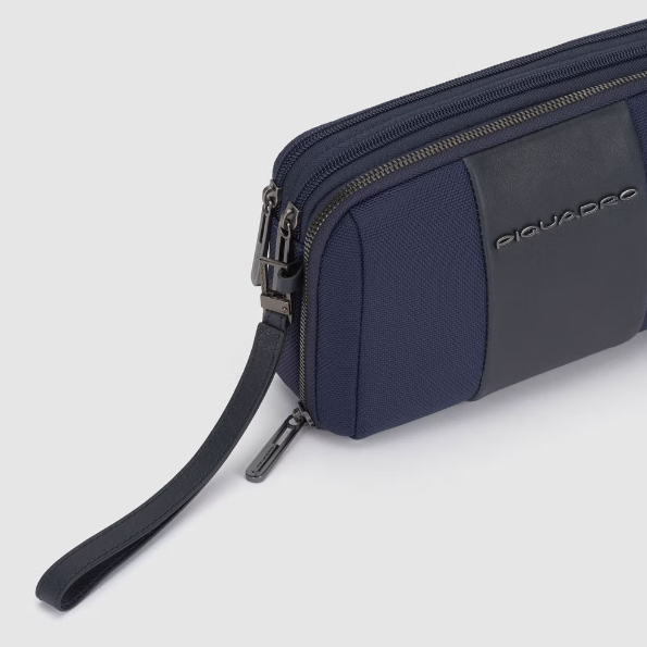 Pochette a due scomparti in tessuto riciclato Brief 2 Blu