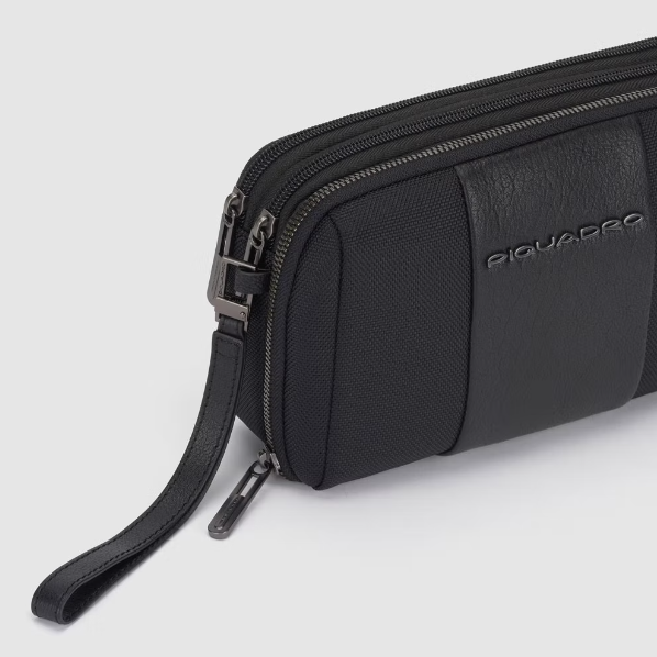 Pochette a due scomparti in tessuto riciclato Brief 2 Nero