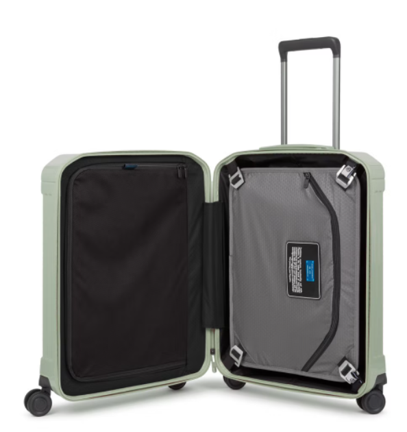 Piquadro Trolley cabina ryanair 4 ruote in policarbonato PQ Light Verde Salvia