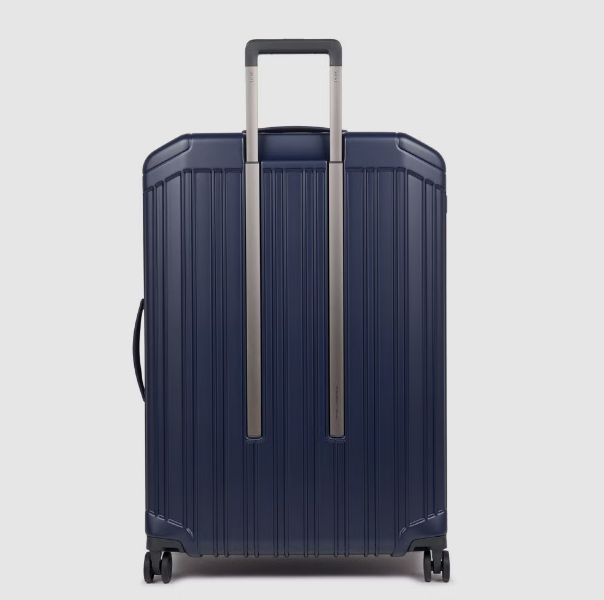 Piquadro Trolley PQ Light grande 4 ruote in policarbonato Blu Opaco