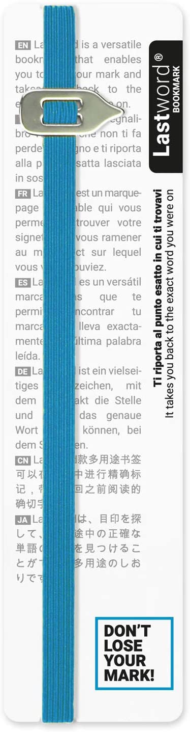 Lastword Segnalibro elastico adatto a tutti i libri con segna riga e parola Celeste