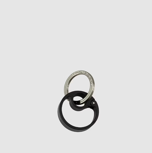 Piquadro Keychain with round carabiner hook Nero