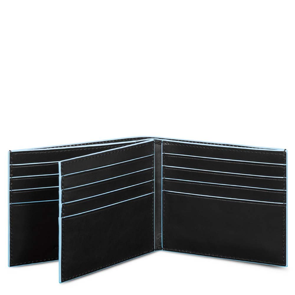 Piquadro Portafoglio Blue Square in pelle con tasche per carte di credito Nero