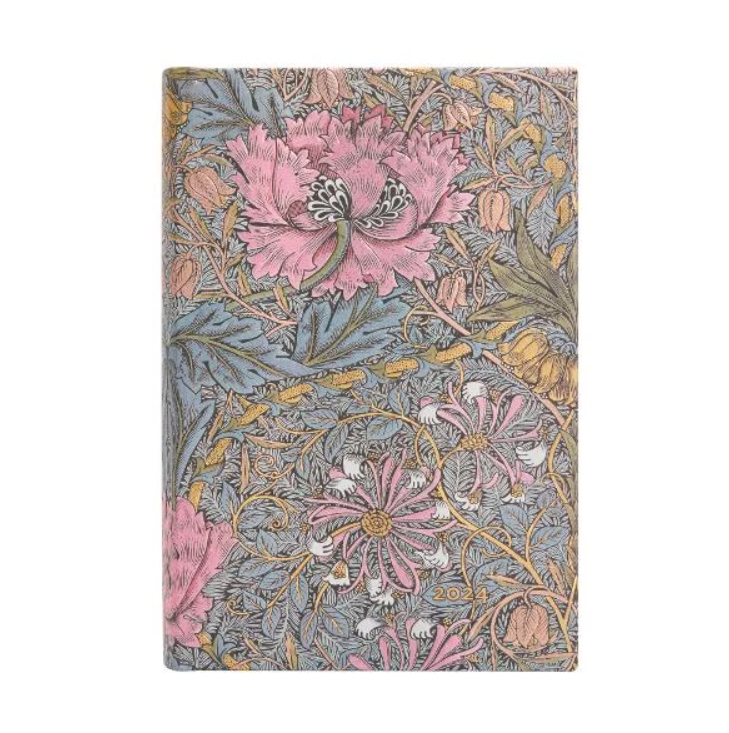 Agenda 12 Mesi Giornaliera 2024 MORRIS PINK HONEYSUCKLE William Morris