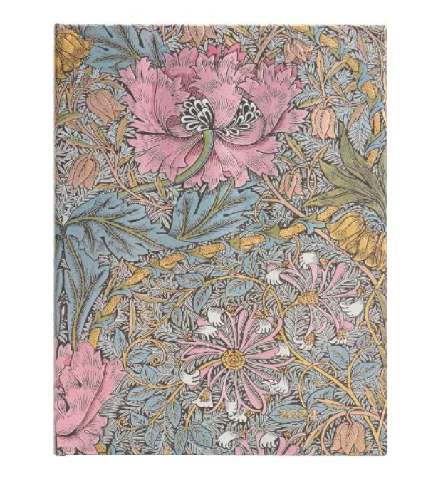 Agenda 12 Mesi Settimanale 2024 MORRIS CAPRIFOGLIO ROSA  William Morris