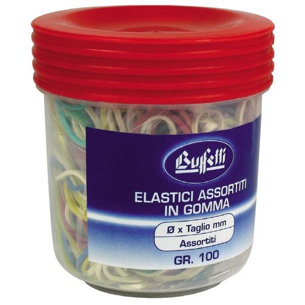 Barattolo elastici Misura da 30 mm a 150 mm conf. 100 g Buffetti