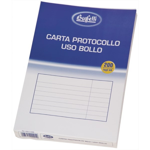 Buffetti Carta protocollo A4 uso bollo 200 fogli 60 g