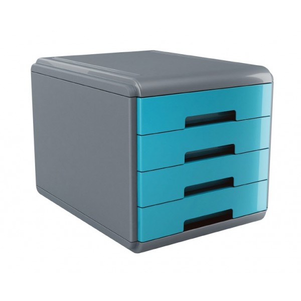 Buffetti Cassettiera 4 cassetti Plastic Desk - colore celeste