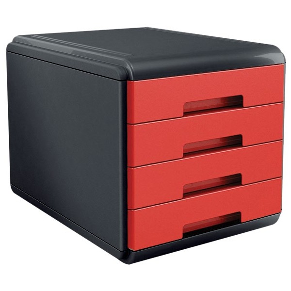 Buffetti Cassettiera 4 cassetti Plastic Desk - colore rosso