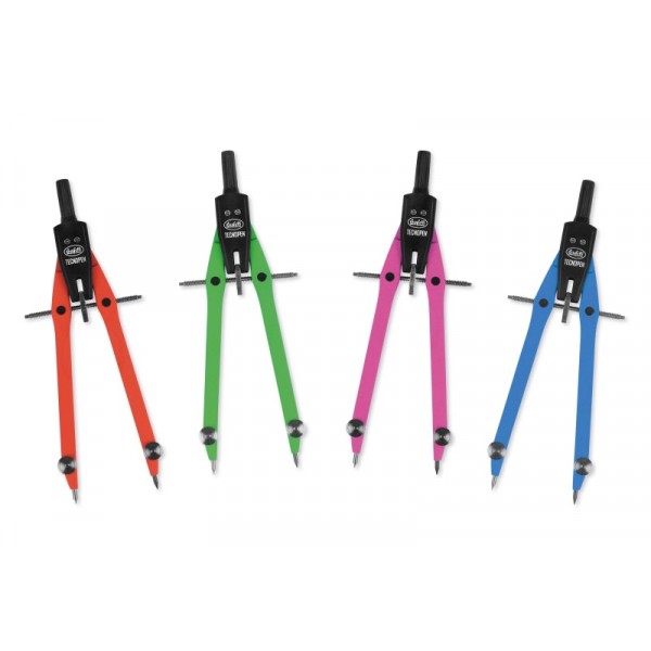 Buffetti Compasso balaustrone Neon in zama - L 170mm - aste in 4 colori fluorescenti (blu, verde, fucsia e arancio)