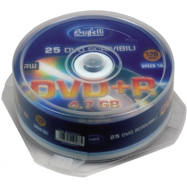 Buffetti - DVD+R - 4,7 GB - spindle da 25 - Silver