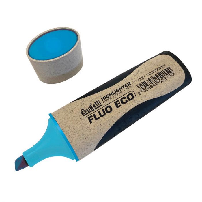 Buffetti Evidenziatore Fluo Grip Ecolologico colore azzurro