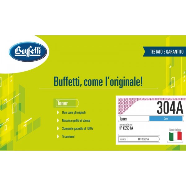 Buffetti HP Toner - compatibile - CC531A - ciano