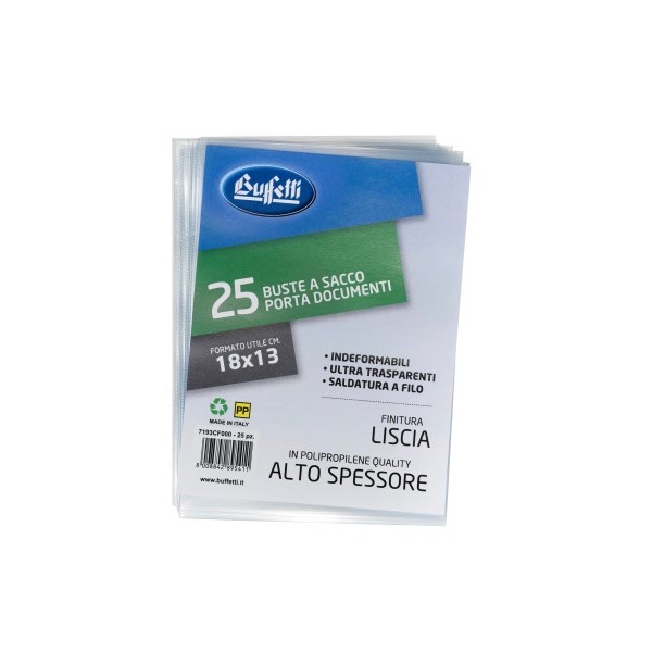 Buste a sacco - Polipropilene - 16x11 cm libretto mutua - lisce - alto spessore