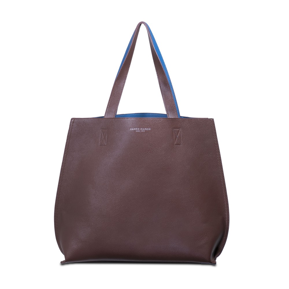 CAMPO MARZIO BORSA TOTE MARRONE-AZZURRO