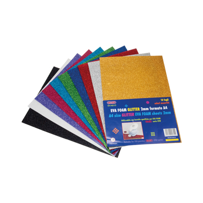 EVA FOAM GLITTER AUTOADESIVA MM.2 A4 FG.10 COLORI ASSORTITI