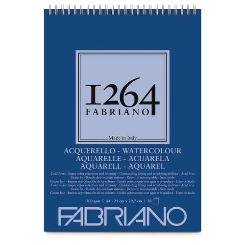 FABRIANO 1264 BLOCCO A4 SPIRALATO LATO CORTO ACQUERELLO 300 GR