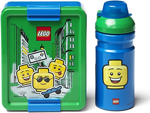 LEGO Portavivande + Borraccia Ironic Boy Blu e Verde