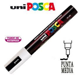 Marcatore UNI POSCA PC5M punta media 1,8 - 2,5 mm bianco UNI MITSUBISHI