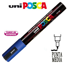 Marcatore UNI POSCA PC5M punta media 1,8 - 2,5 mm blu UNI MITSUBISHI