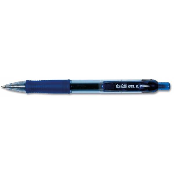 Penna a sfera gel a scatto con safety clip blu Tratto fine 0.7 mm Buffetti