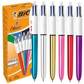 Penna sfera scatto 4 colori Shine 1,0 mm fusto metallizato colori assortiti
