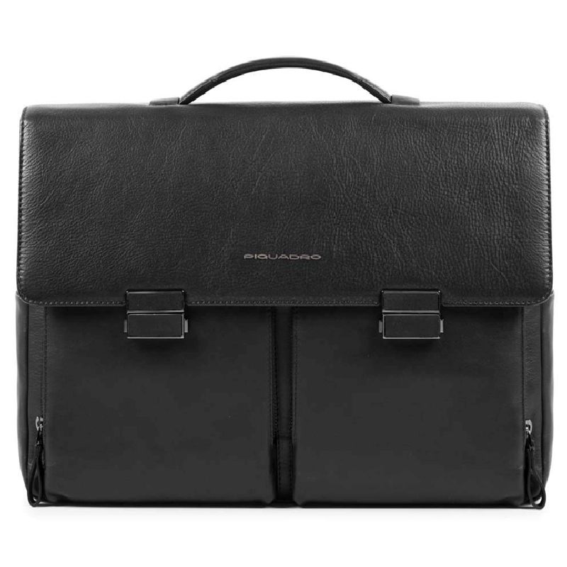 Piquadro Cartella porta pc 2 tasche frontali in pelle Line Nero