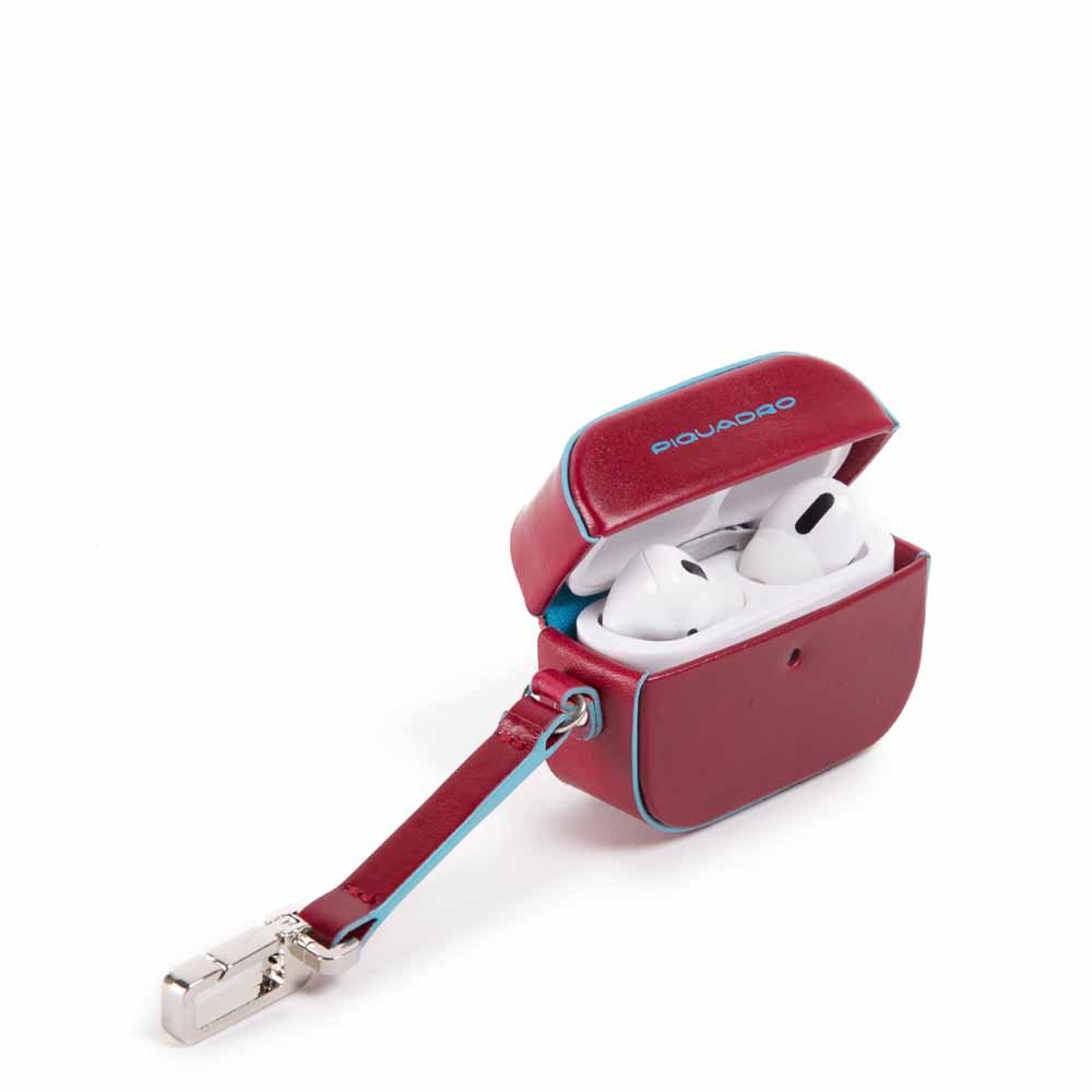 Piquadro Custodia per AirPods Pro Blue Square Rosso