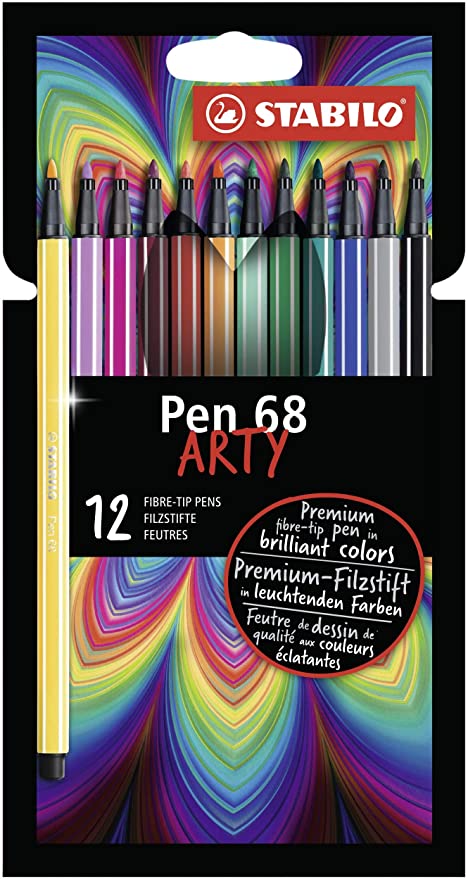 STABILO Pen 68 - ARTY Pennarello Premium -  Astuccio da 12 con appendino