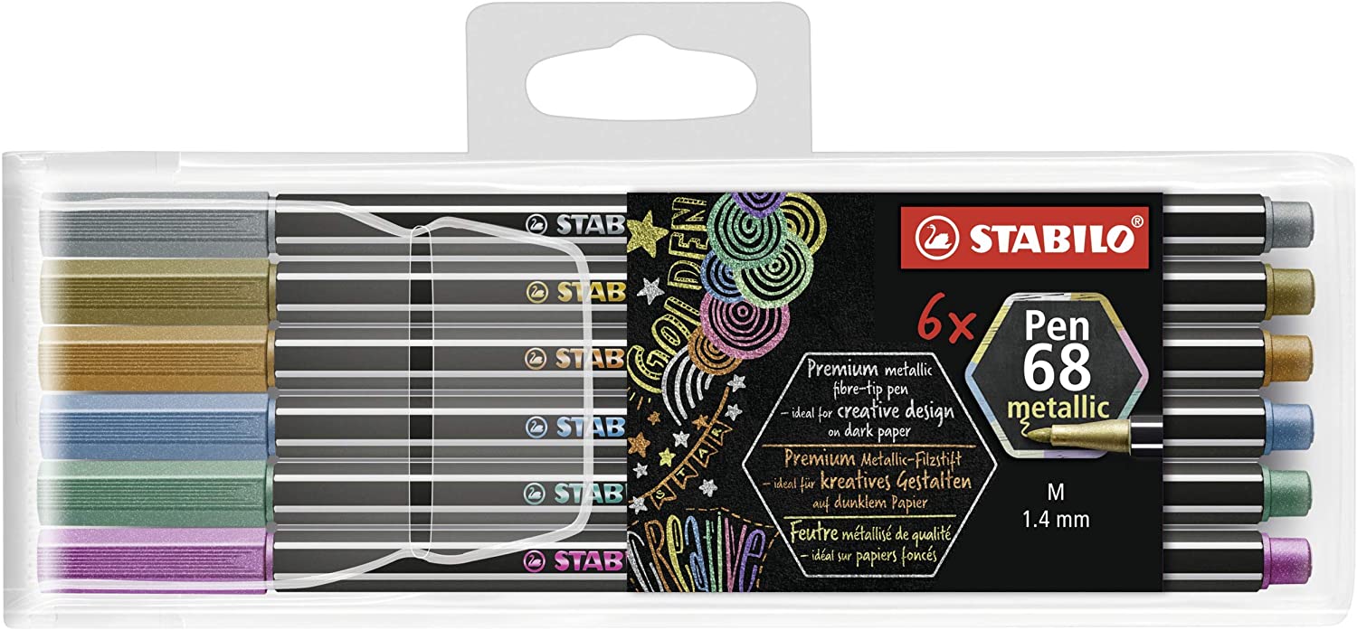 STABILO Pen 68 metallic Pennarello Premium Metallizzato - Astuccio da 6