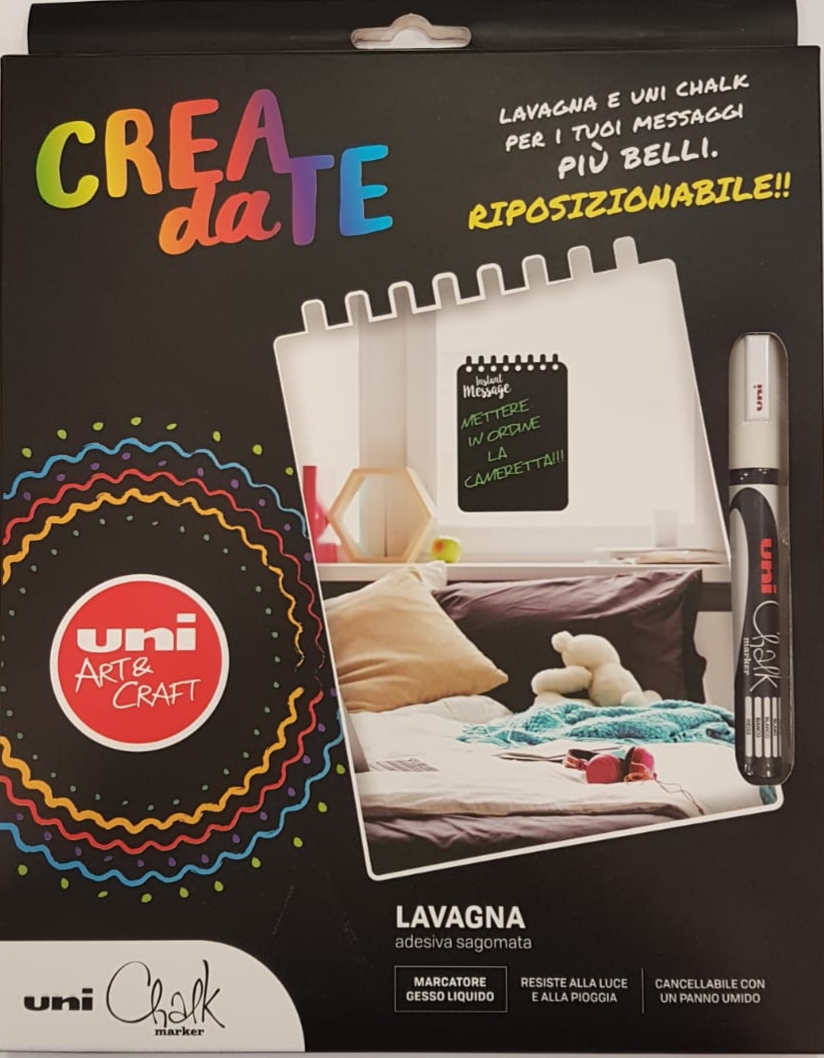 Uni Chalk Lavagna Adesiva Sagomata con Marcatore a Gesso liquido Bianco