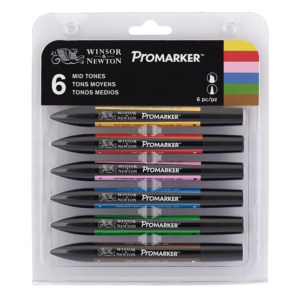 Winsor & Newton Kit Pro Marker  6 pz toni medi