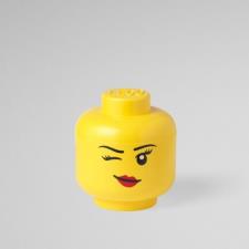 LEGO Scatola Testa Ragazza Occhiolino Porta Oggetti Piccola Impilabile 2,0 L Giallo