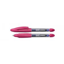 Penna a sfera roller con cartuccia blu e fusto trasparente con grip triangolare rosa Buffetti
