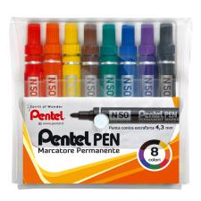 Pentel Marcatore permanente N50 - punta conica 4,3mm - astuccio 8 colori assortiti