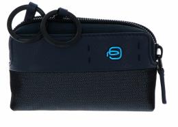 Piquadro Astuccio portachiavi con due anelli Chevron Blu