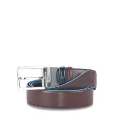 Piquadro Cintura uomo reversibile con fibbia ad ardiglione, interno e bordi a contrasto in azzurro Blue Square