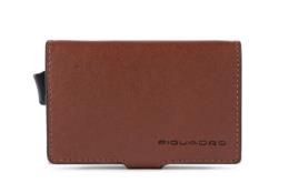 PIQUADRO Compact wallet doppio per carte di credito Black Square Cuoio Tabacco