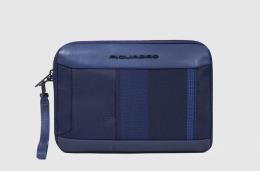 Piquadro Pochette porta ipad mini in tessuto riciclato Blu