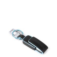 Piquadro Portachiavi Blue Square con custodia in pelle e chiavetta USB 16 GB Nero