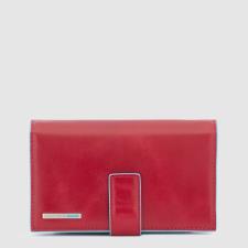 Piquadro Portafoglio donna grande con porta carte di credit Blue Square Rosso