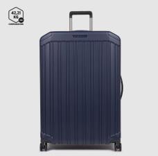 Piquadro Trolley PQ Light grande 4 ruote in policarbonato Blu Opaco