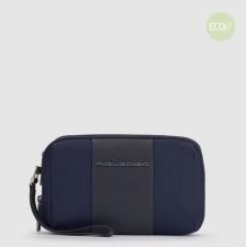 Pochette a due scomparti in tessuto riciclato Brief 2 Blu