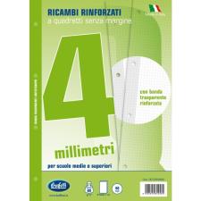 Ricambi bianchi per quaderni A4 quadretti 4mm con banda rinforzafori 40 fogli