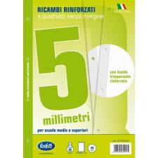 Ricambi bianchi per quaderni A4 quadretti 5mm con banda rinforzafori 40 fogli